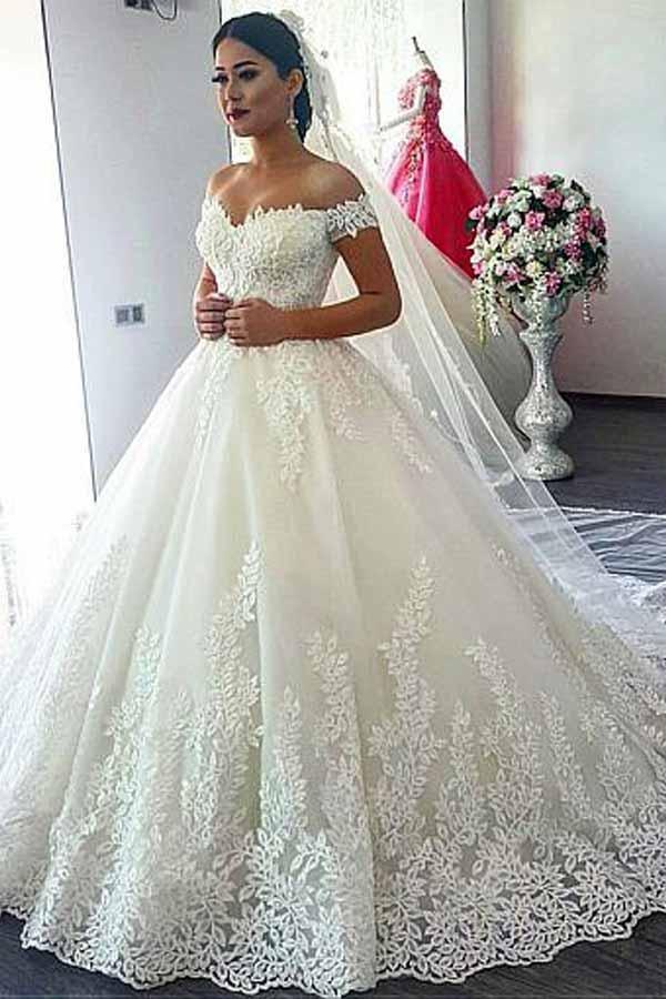 bride dress off shoulder